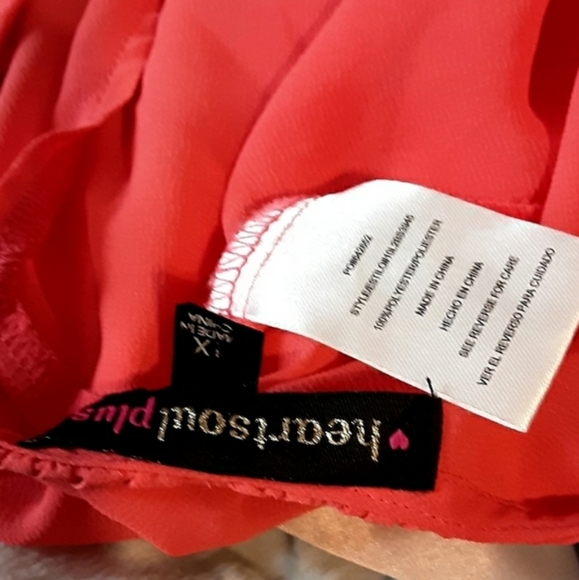 HeartSoul Plus Top Size 1X Chiffon Drop Hem Sheer - Picture 10 of 11